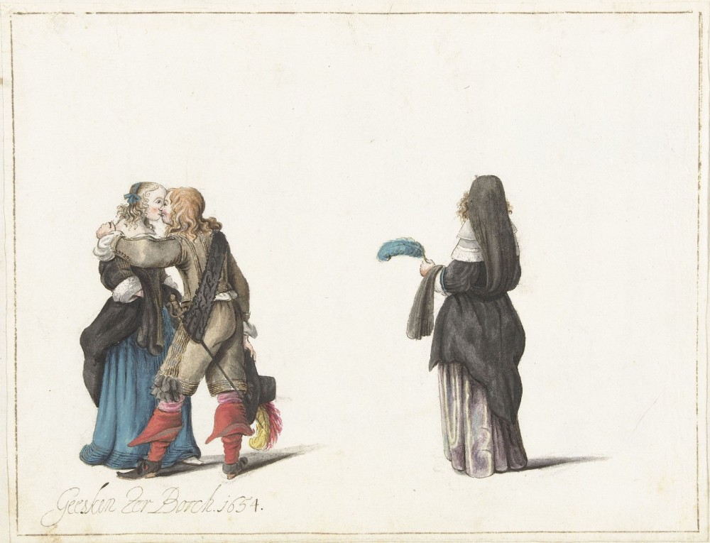 Gesina ter Borch, A Couple Kissing and a Woman from Behind, 1654. Rijksmuseum, Amsterdam.
